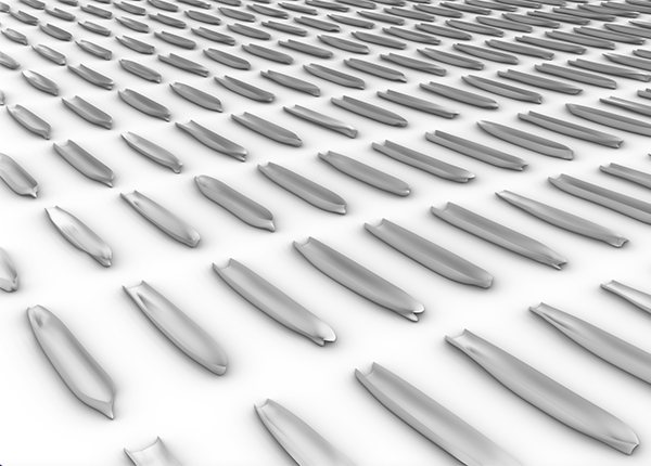 A black and white computer-generated graphic showing various boat designs A black and white computer-generated graphic showing various boat designs