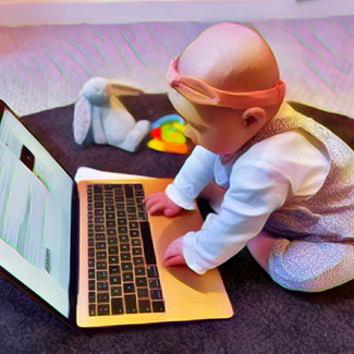 A baby typing on a laptop A baby typing on a laptop