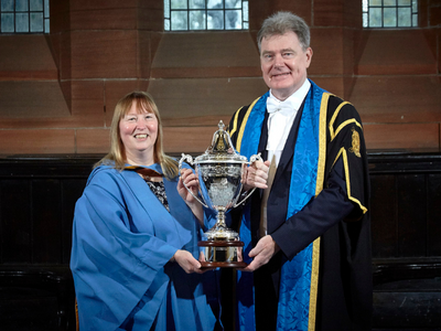 Dr Carol Marsh OBE receives the Alumna of the Year trophy Dr Carol Marsh OBE receives the Alumna of the Year trophy