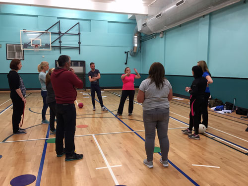 Strathclyde researchers stand in a circle preparing to test their motor functions