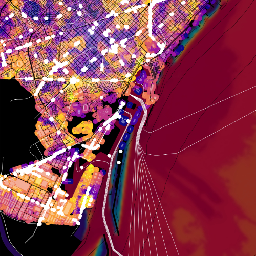 Pink and purple map of Barcelona in lights Pink and purple map of Barcelona in lights