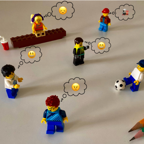 Lego figures playing with emojis above their heads Lego figures playing with emojis above their heads