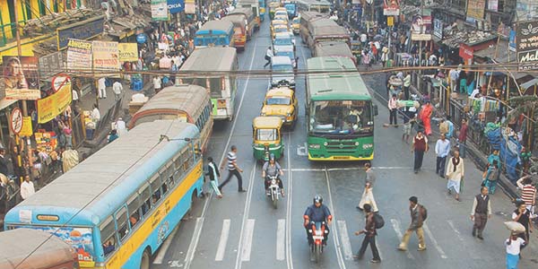 Busy road in Kolkata, India Busy road in Kolkata, India
