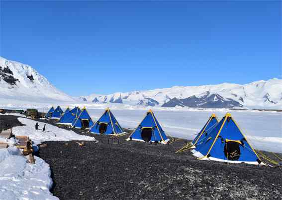 Blue tents in the snow Blue tents in the snow