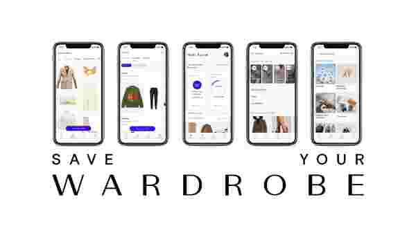 The Save Your Wardrobe app being displayed on five phones, side-by-side The Save Your Wardrobe app being displayed on five phones, side-by-side