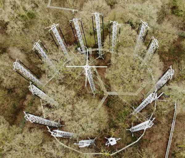 A collection of masts, walkways and trees that make up one of the BIFoR FACE facilities A collection of masts, walkways and trees that make up one of the BIFoR FACE facilities