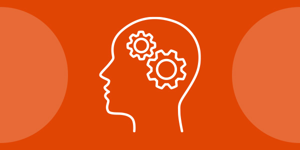 Icon of a head with spokes in it to show thinking Icon of a head with spokes in it to show thinking